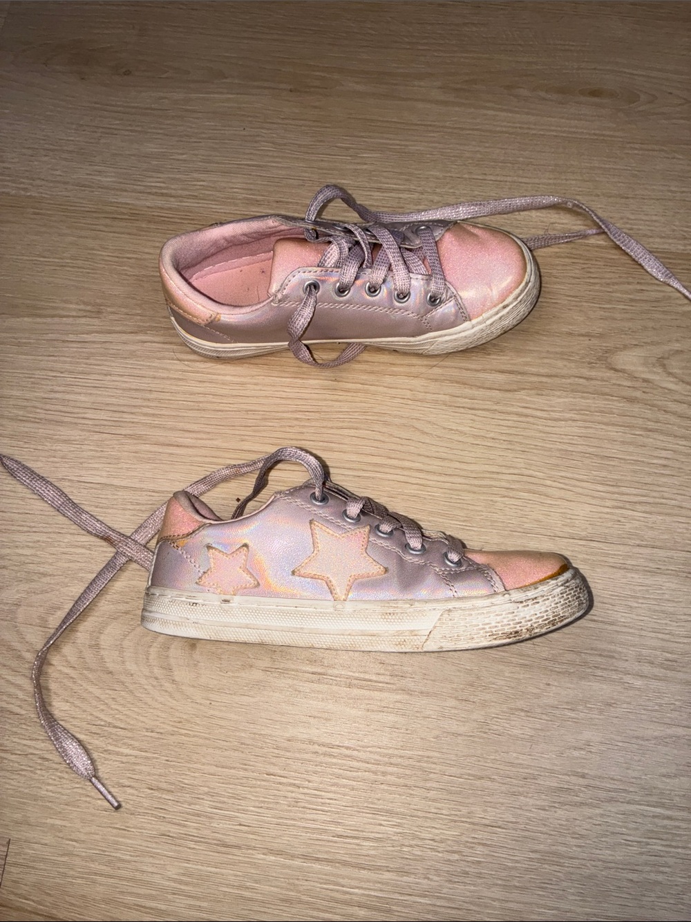 Little Girls’ 13 Pink Star Detail Sneakers - Casual Lace-Up Shoes